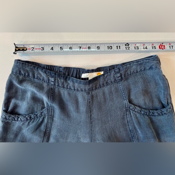C&C California Linen Washed Denim Braided Pocket Straight Leg Large - Picture 8 of 12